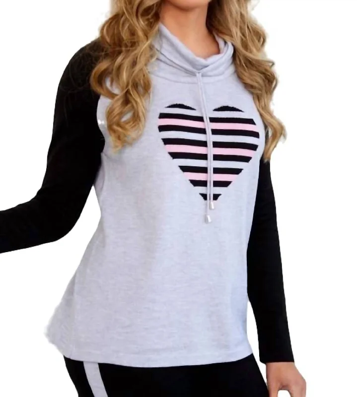 Weekend Offers That Tempt Drawstring With Heart Sweatshirt In Frost