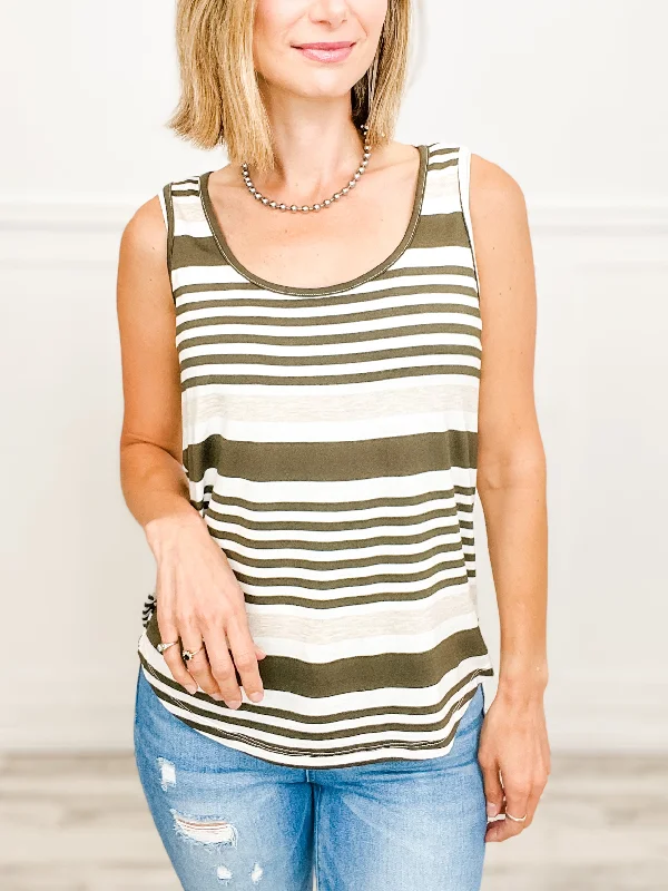 Top Pick Endless Love Round Neckline Sleeveless Jersey Striped Top