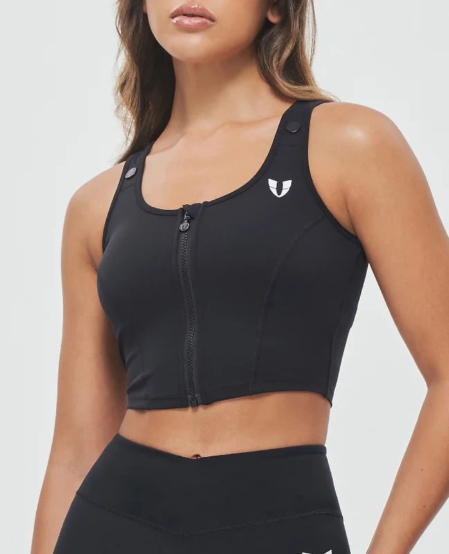 Weekend Deals to Make You Smile Zip Up Padded Tank - Black