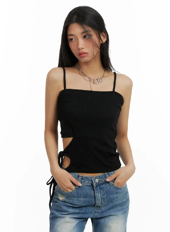Steals and Deals Side Cut Out Solid Cami Top CA424
