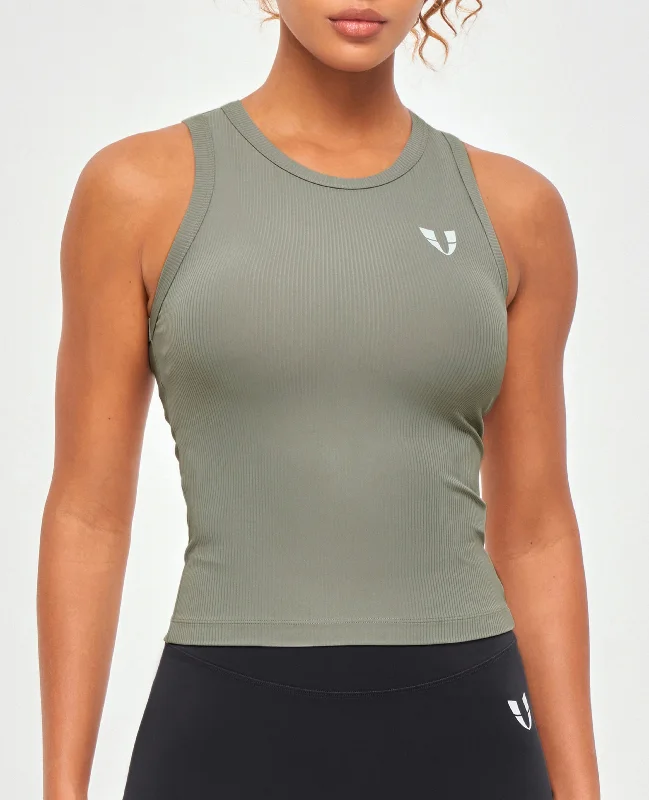 Stock Clearance Ribbed Workout Tank - Smoke Blue