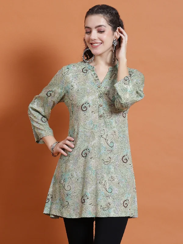 Low Cost Women Green Paisley Print Tunic