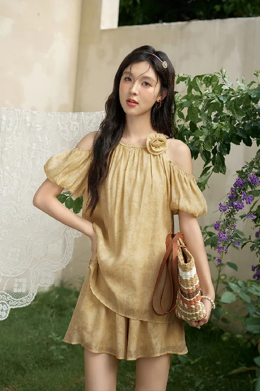 Weekend Bargains to Enjoy Off the Shoulder Blouse and Shorts Set Separately Sold