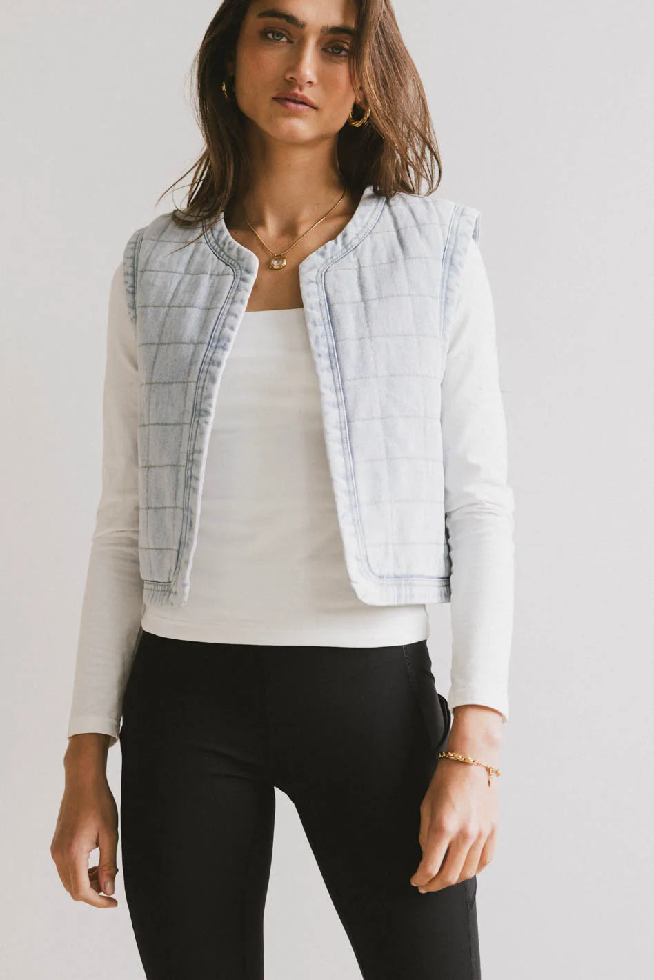 Special Promotion Brodie Quilted Denim Vest