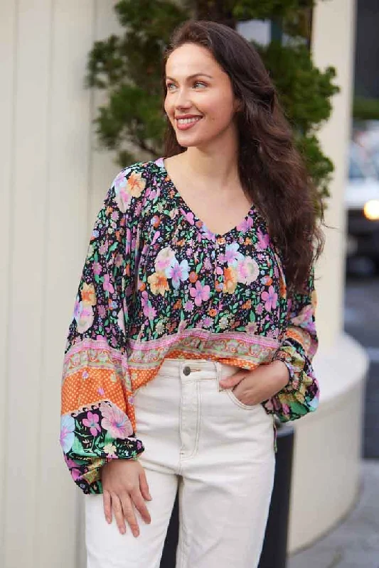 New Deal Madeline Blouse Pastel Floral