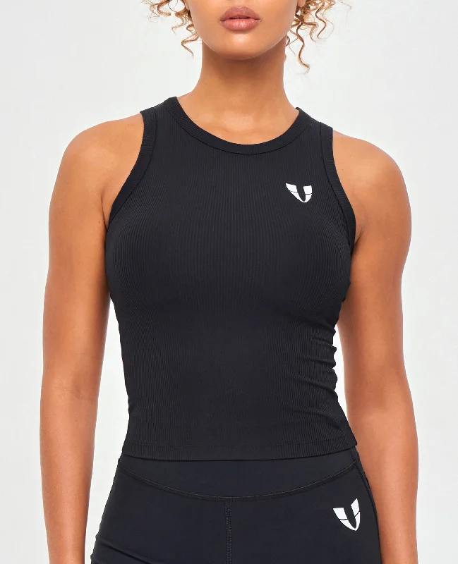 Super Sale Ribbed Workout Tank - Black