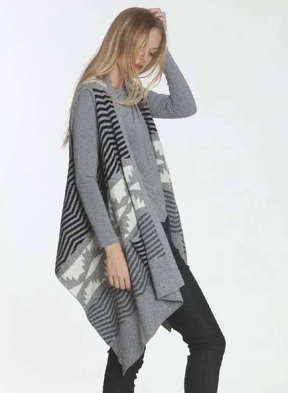 Weekend Bargains to Relish Navajo Wrap Vest - Grey