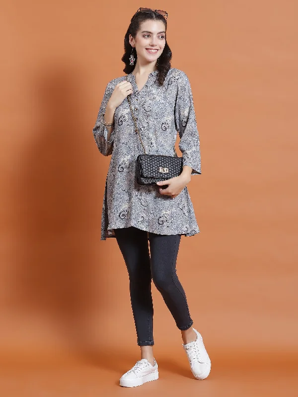 Special Offer Women Blue Paisley Print Tunic