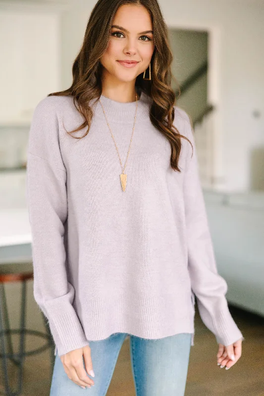 Shop and Save It Can Happen Lilac Purple Side Slit Sweater