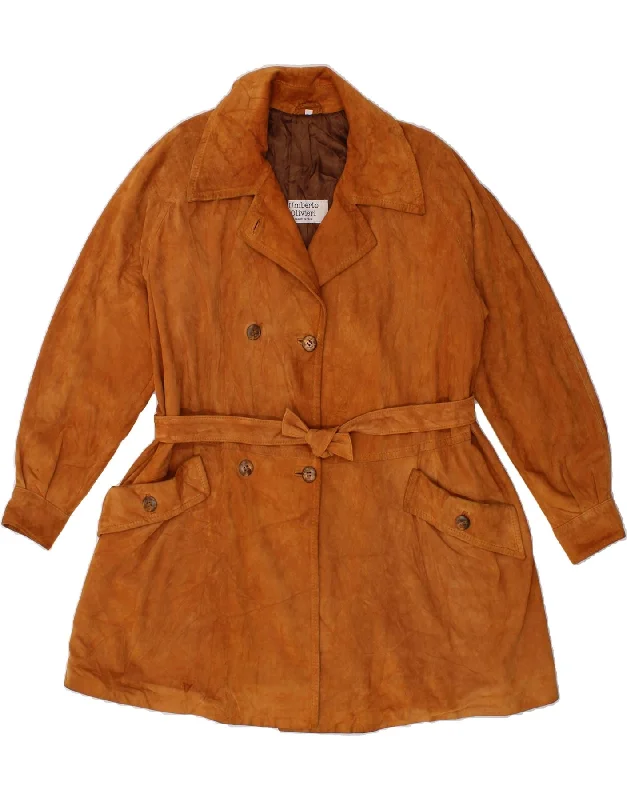 Act Now UMBERTO OLIVIERI Womens Suede Overcoat IT 44 Medium Brown