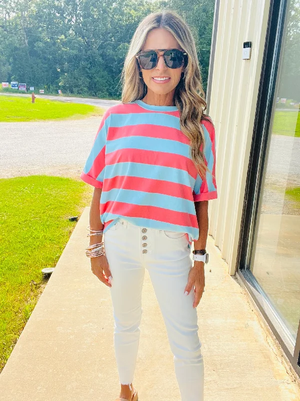 Hot Deal STRAIGHT STRIPES TOP