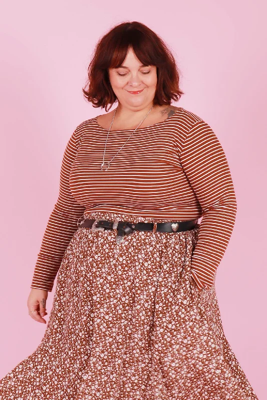 Closeout Blair Boat Neck Mocha Stripe