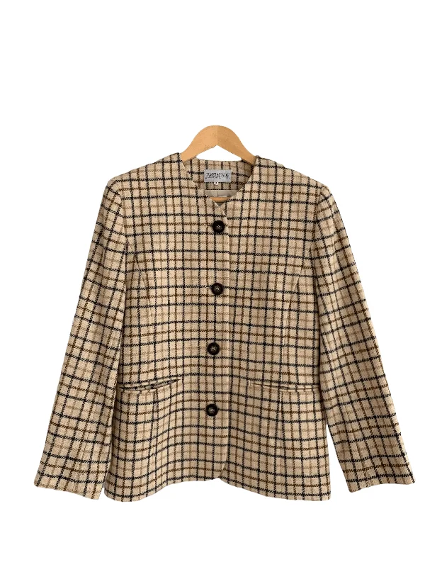Deep Savings James Meade 100% Wool Single Breasted Jacket Beige UK Size 12