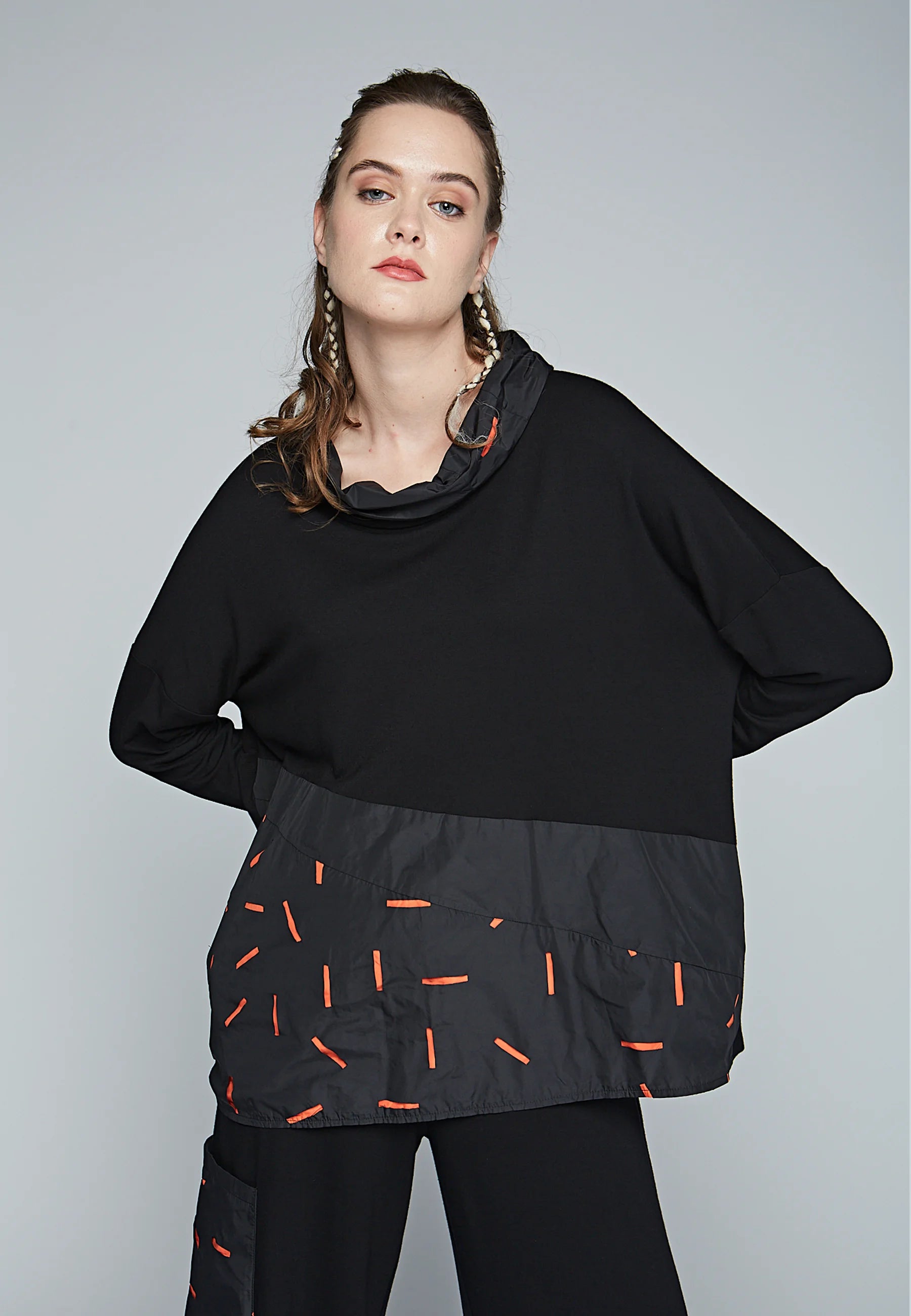 Low Price BLEND Loose, viscose jersey & recycled memory taffeta blended blouse