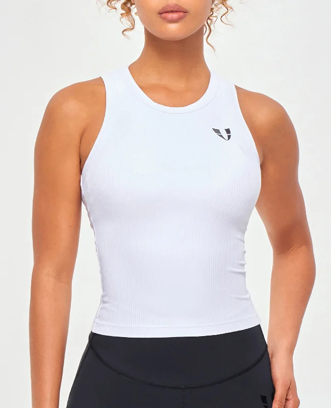 Overstock Sale Ribbed Workout Tank - White