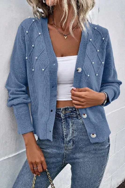 Weekend Savings Fiesta Pearl Trim Button Up Cardigan