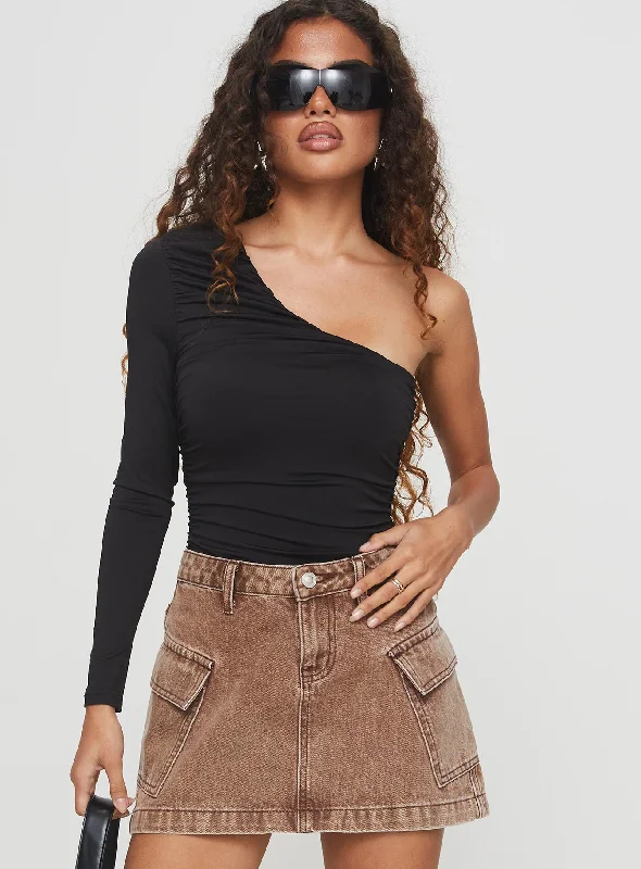 Markdowns Envi One Shoulder Bodysuit Black