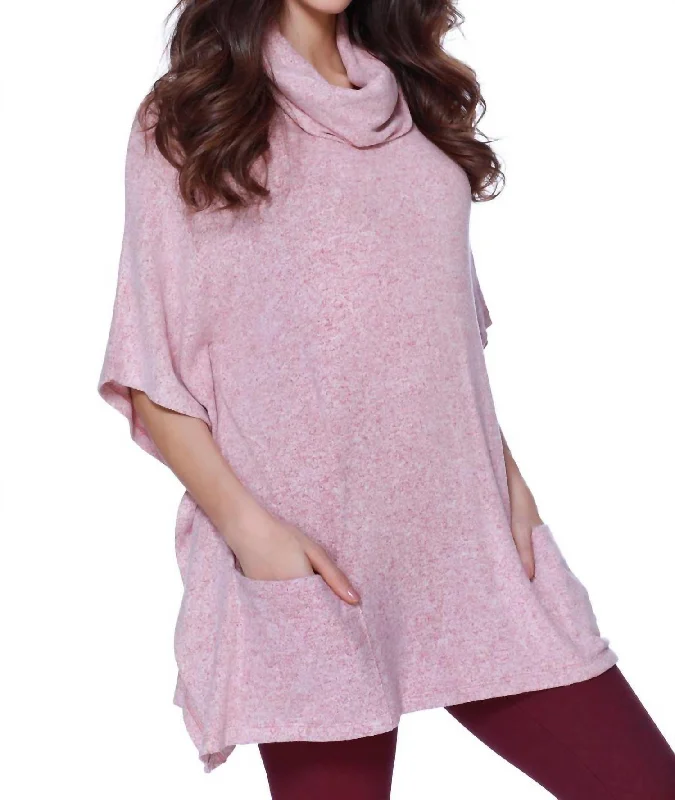 Weekend Offers You Can't Ignore Harper Kashmira Cowl Neck Poncho In Rose