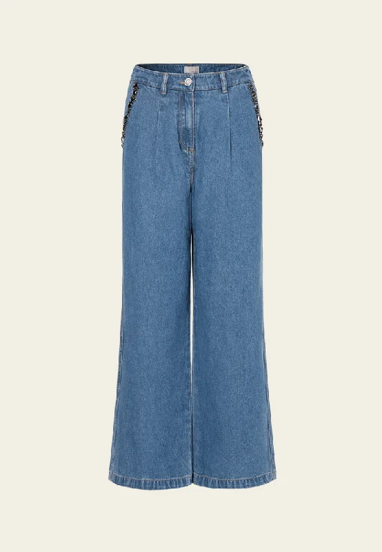 Weekend Price Cuts Galore High-waisted Embellished Flare Wide-leg Jeans