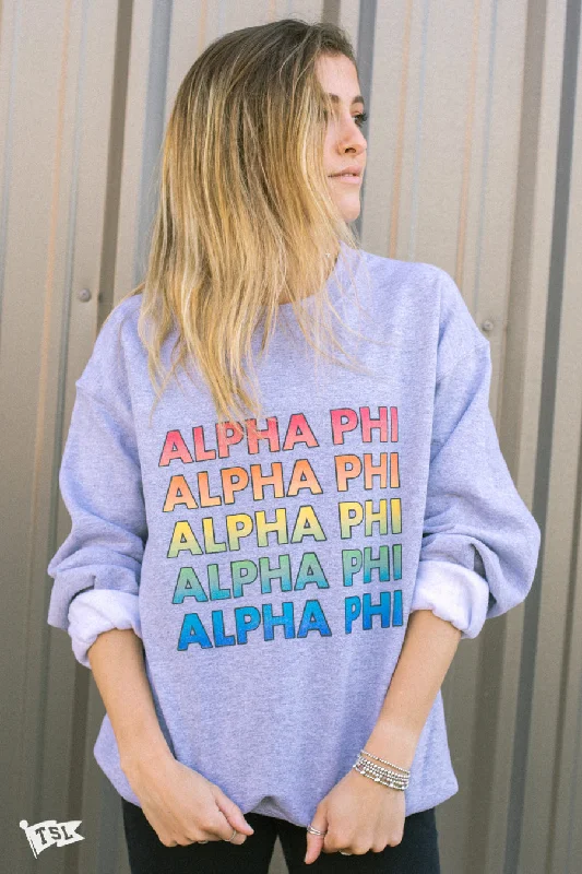 Extra Savings Alpha Phi Technicolor Crewneck