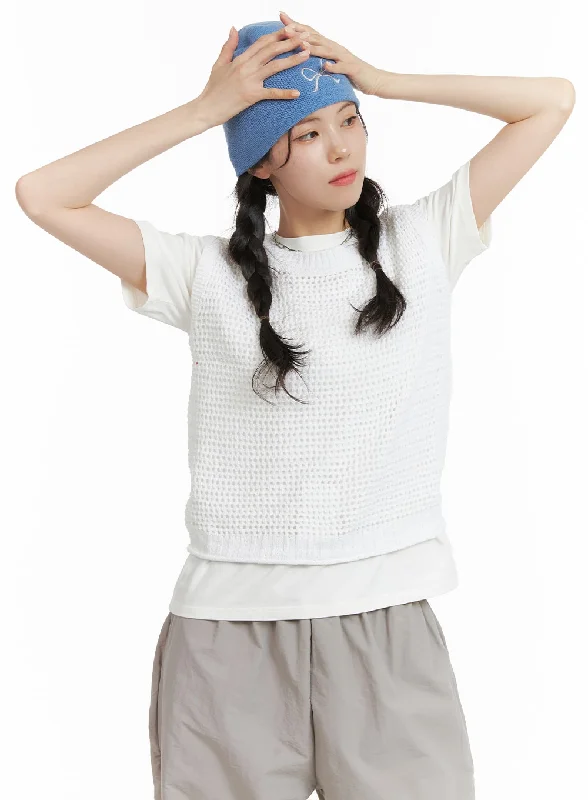 Weekend Offers That Thrill Wool-Blend Solid Knit Hollow Out Vest OM421