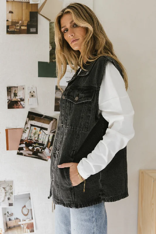 Clearance Event Taylor Denim Vest in Black