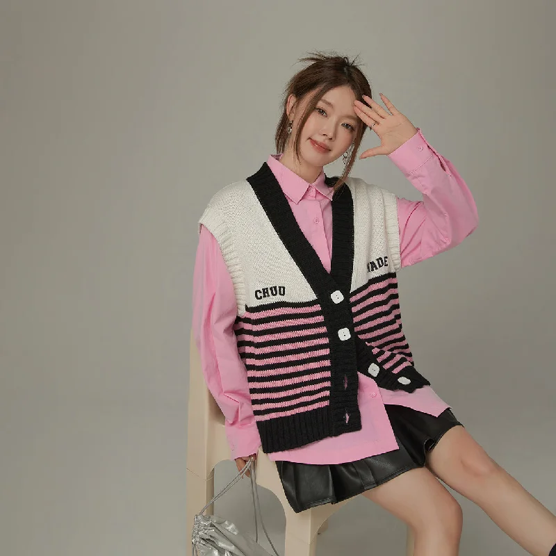 Best Seller Multi Color Stripe Sleeveless Knit Vest