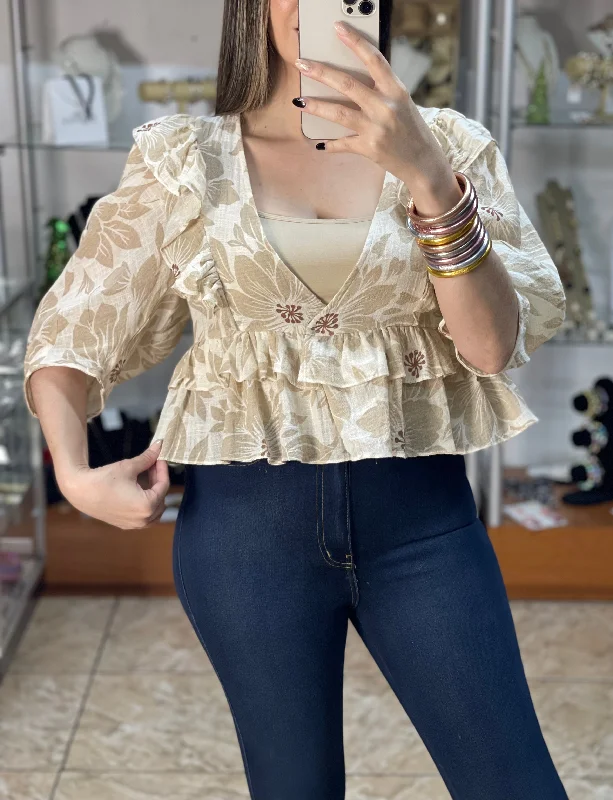 Deep Savings Floral Ruffle Top