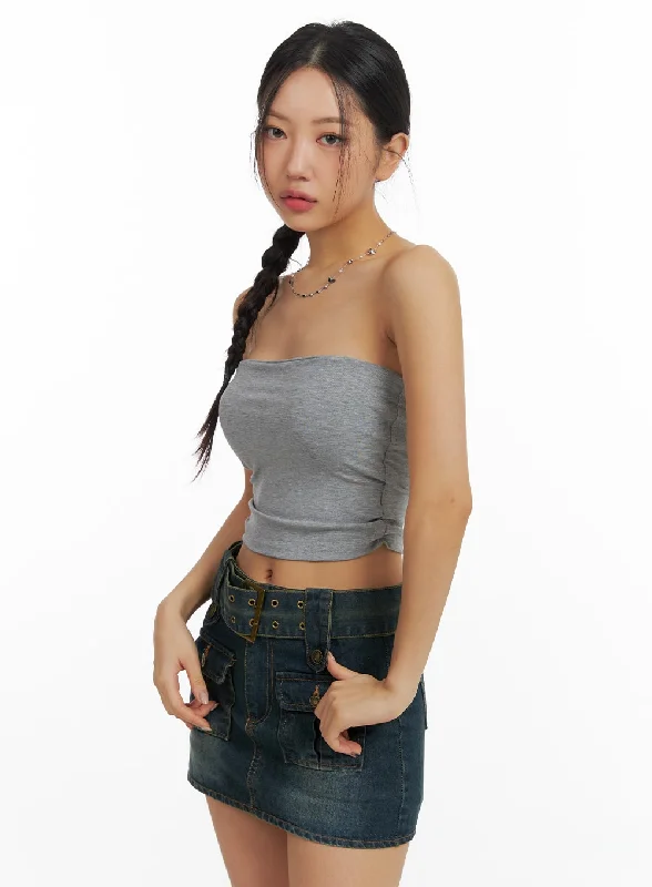 Unmissable Sale Solid Strapless Crop Top CF426