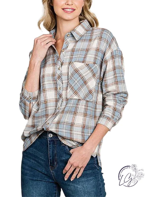 Lowest Price Pastel Plaid Button Down Shirt