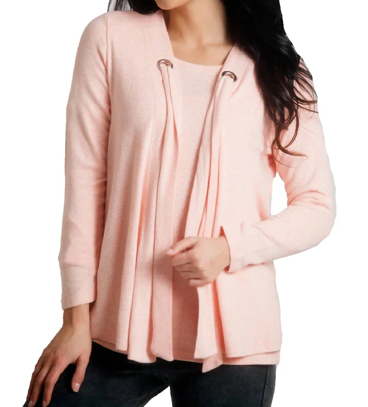 Weekend Specials to Savor Nikki Kashmira Grommet Open Cardigan In Peach