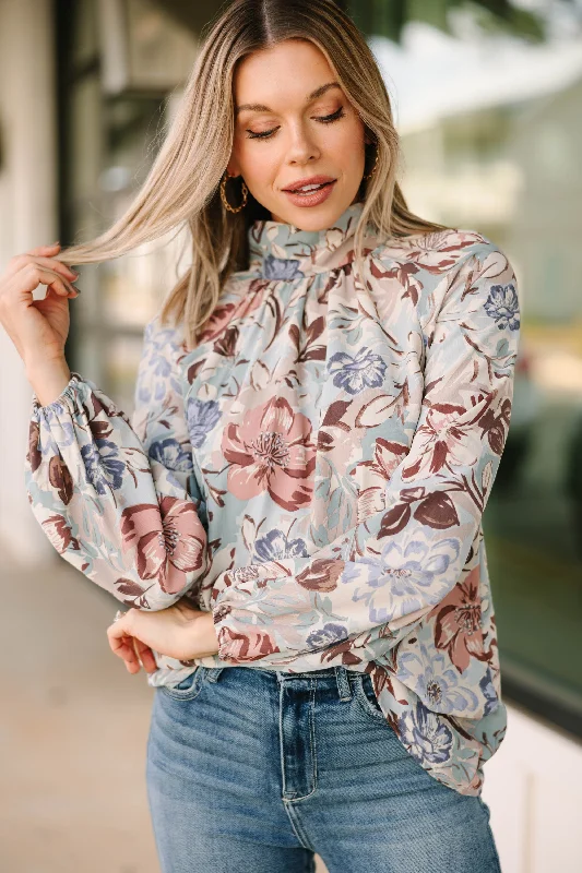 Big Savings Treat You Right Blue Floral Blouse