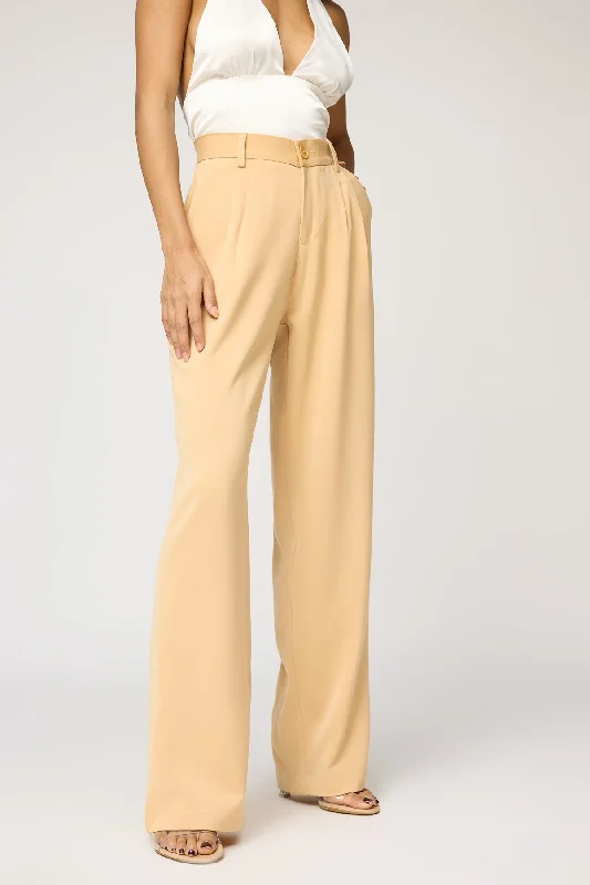 Low Cost Golden Glow Pleated Straight Korean Pants