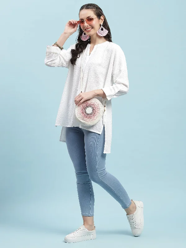 Bargain Prices Women White Solid Boxy Tunic