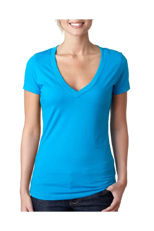 Deal of the Week Next Level Womens CVC Jersey Short Sleeve V-Neck T-Shirt - Turquoise Blue - Closeout Deal of the Week Next Level Womens CVC Jersey Short Sleeve V-Neck T-Shirt - Turquoise Blue - Closeout