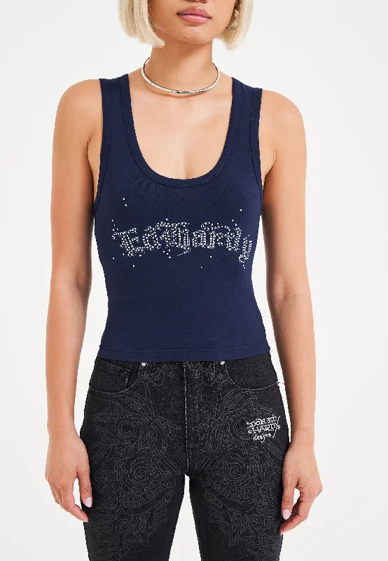 Unbeatable Prices Womens Crystal Hardy Vest Top - Navy Blue
