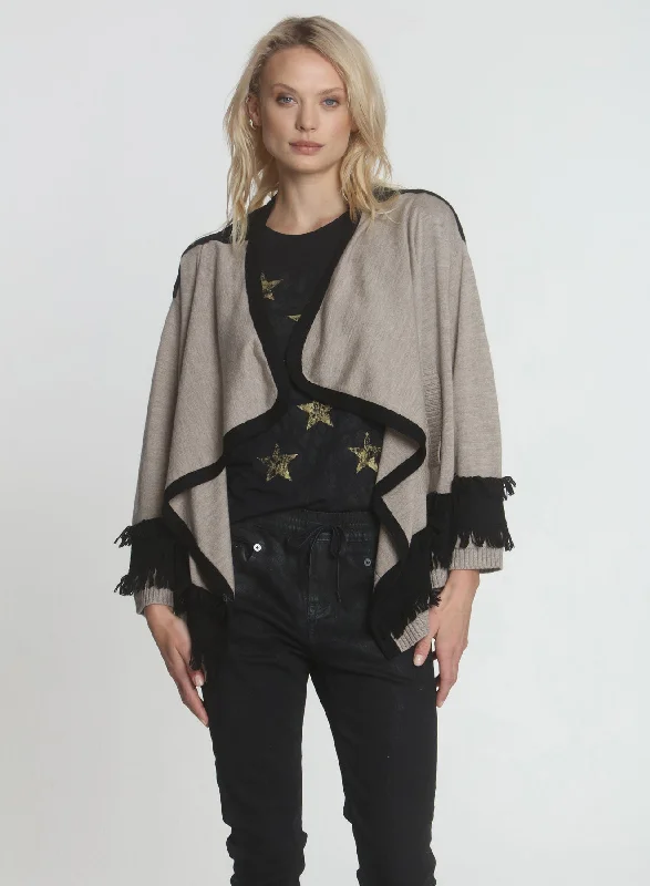 Weekend Deals That Please Jenna Fringe Cardigan - Taupe