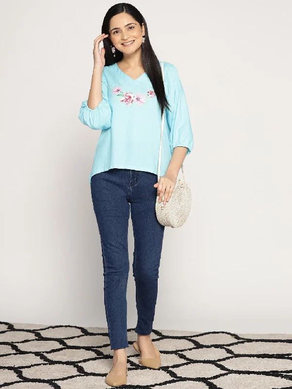 Skyblue Rayon Top - BloomSwirl