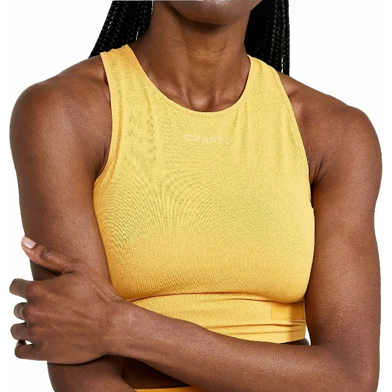 Hurry In Craft PRO Hypervent Womens Running Crop Top - Yellow