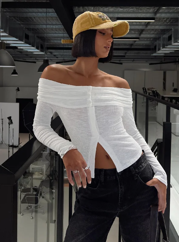 Today’s Deal Victorea Long Sleeve Top White