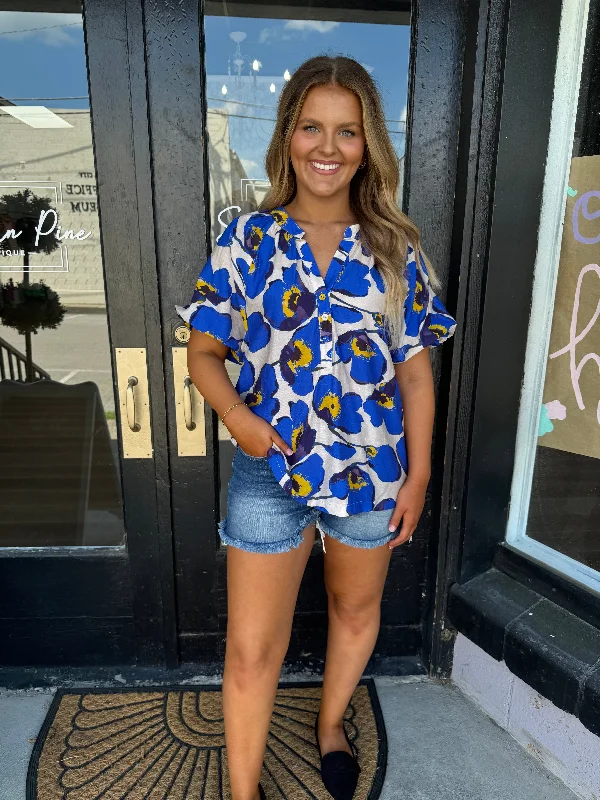 Blue & yellow floral top