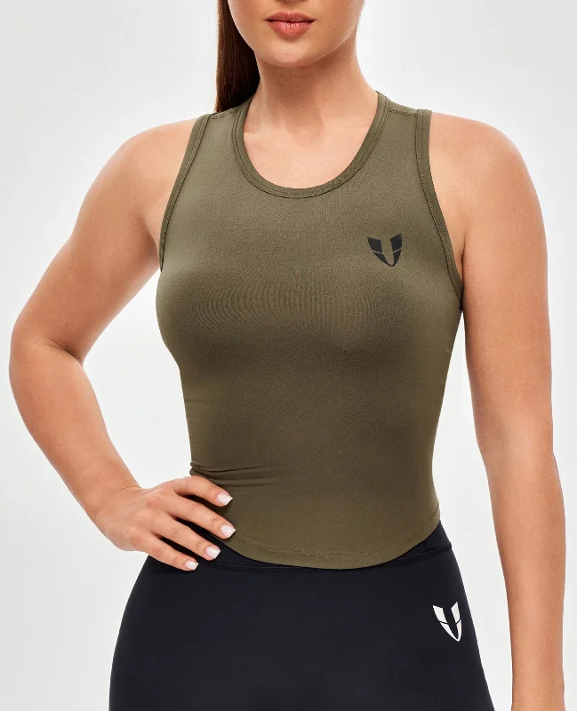Weekend Deals That Impress Round Neck Sports Tank - Moss Green