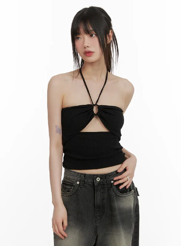 Sneak Peek Sale Cut Out Halter Top CA418