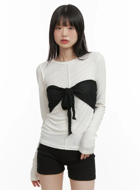Take Action Sheer Bowknot Tube Top CY414