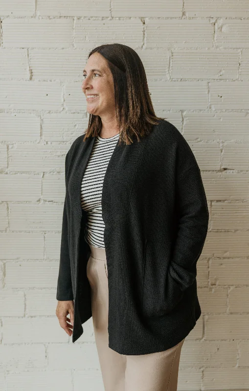 Weekend Deals That Thrill JENELLE BLACK OPEN FRONT CARDIGAN