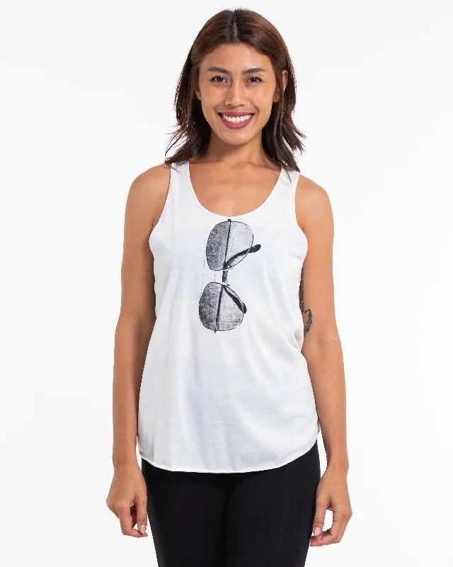 Womens Sunglasses Tank Top in White