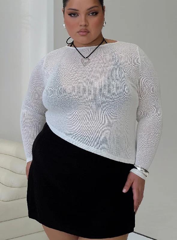 One-DAY Sale Pratt Long Sleeve Top White Curve