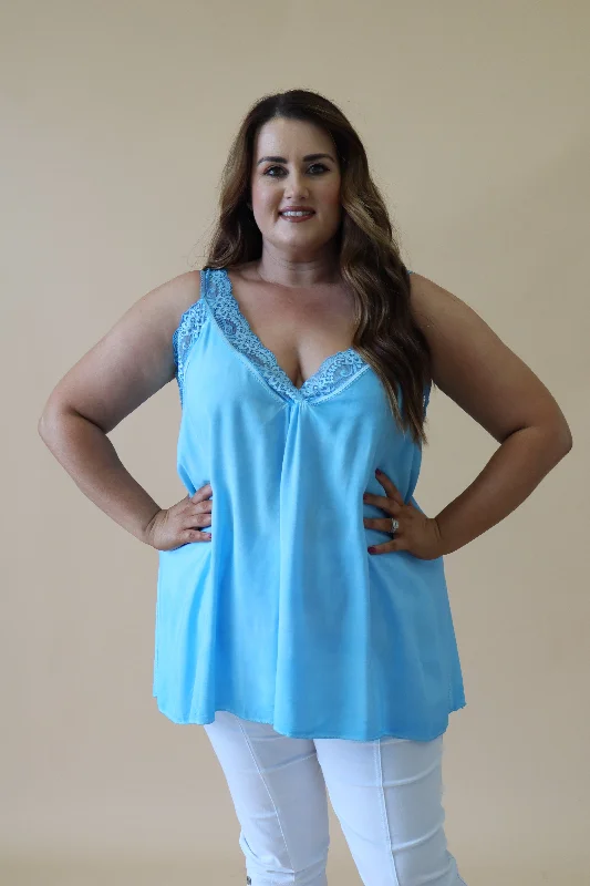 Flash Sale Lily Lace Trim Cami in Blue