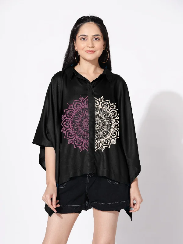 Black Kaftan Top - Semi Mandala