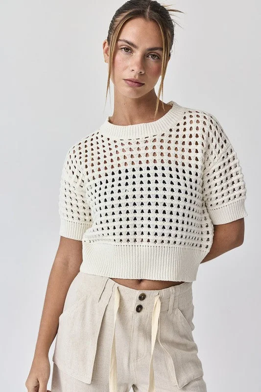 Overstock Sale Alina Crochet Short Sleeve Top